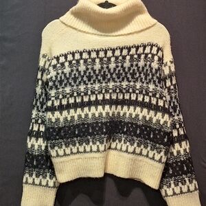 Universal Thread Cream and Black Fair Isle Turtleneck Sweater